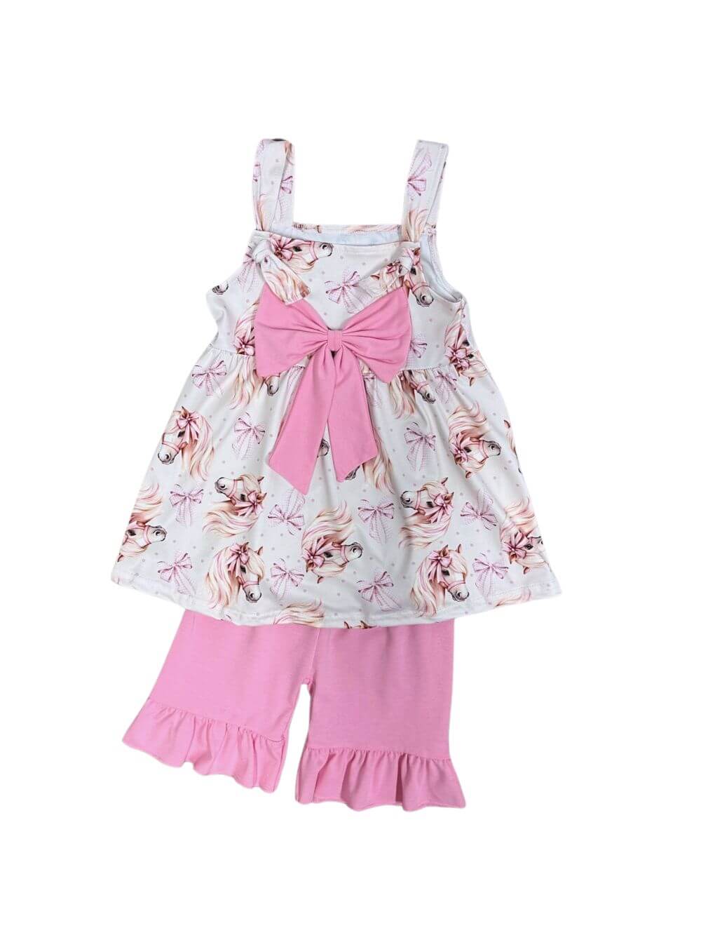 Pretty Ponies & Pink Bows Girls Shorts Outfit - Sydney So Sweet