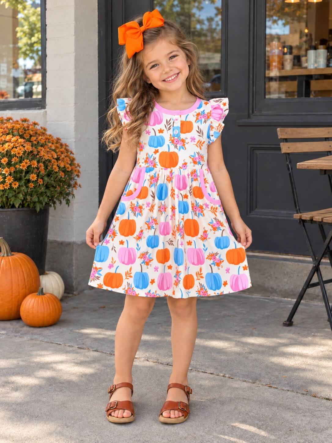 Pretty Pumpkins Girls Fall Dress
