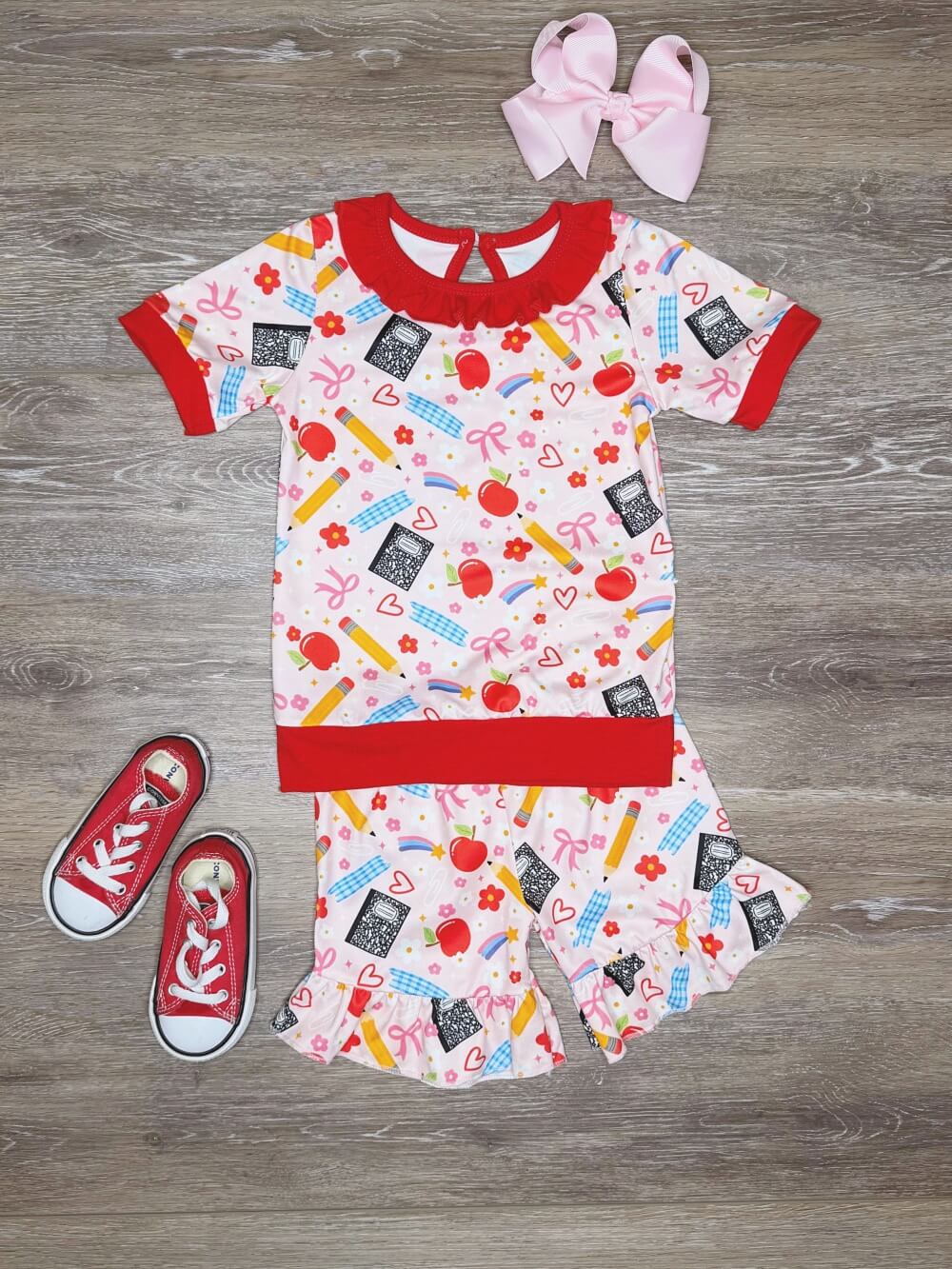 Pretty School Days Girls Back to School Matching Shorts Outfit