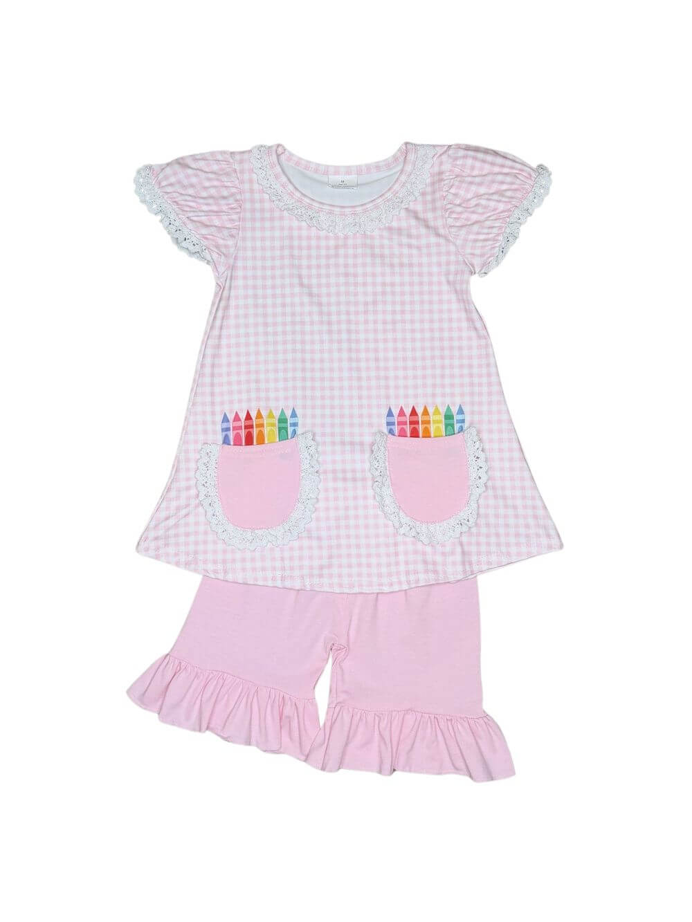 Our Pretty in Pink Crayon Pocket Girls Shorts Outfit