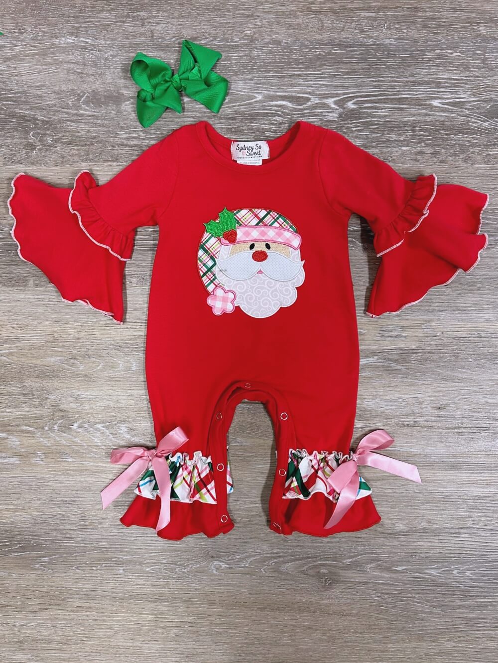 Pretty in Plaid Girls Bell Sleeve Red Baby Romper - Sydney So Sweet