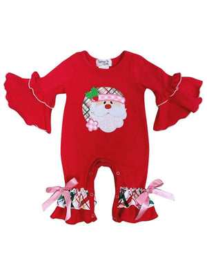 Pretty in Plaid Girls Bell Sleeve Red Baby Romper - Sydney So Sweet