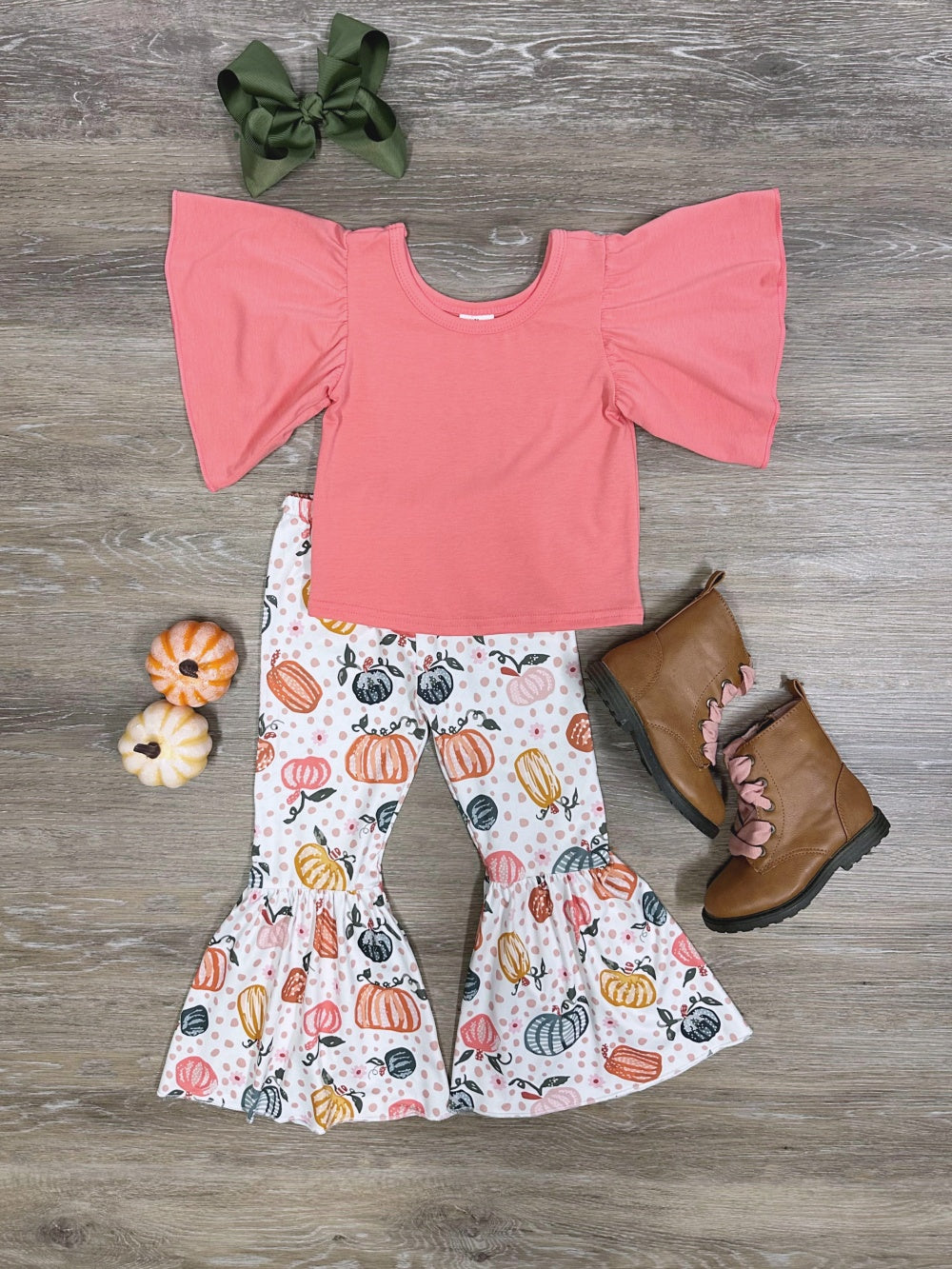 Pretty in Pumpkins Girls Bell Bottom Pants Outfit - Sydney So Sweet