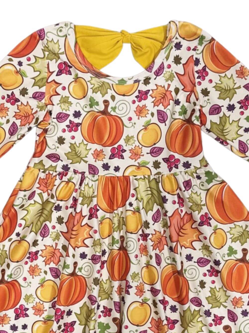 Pumpkin Cutie Girls Pumpkin Bow Back Dress - Sydney So Sweet