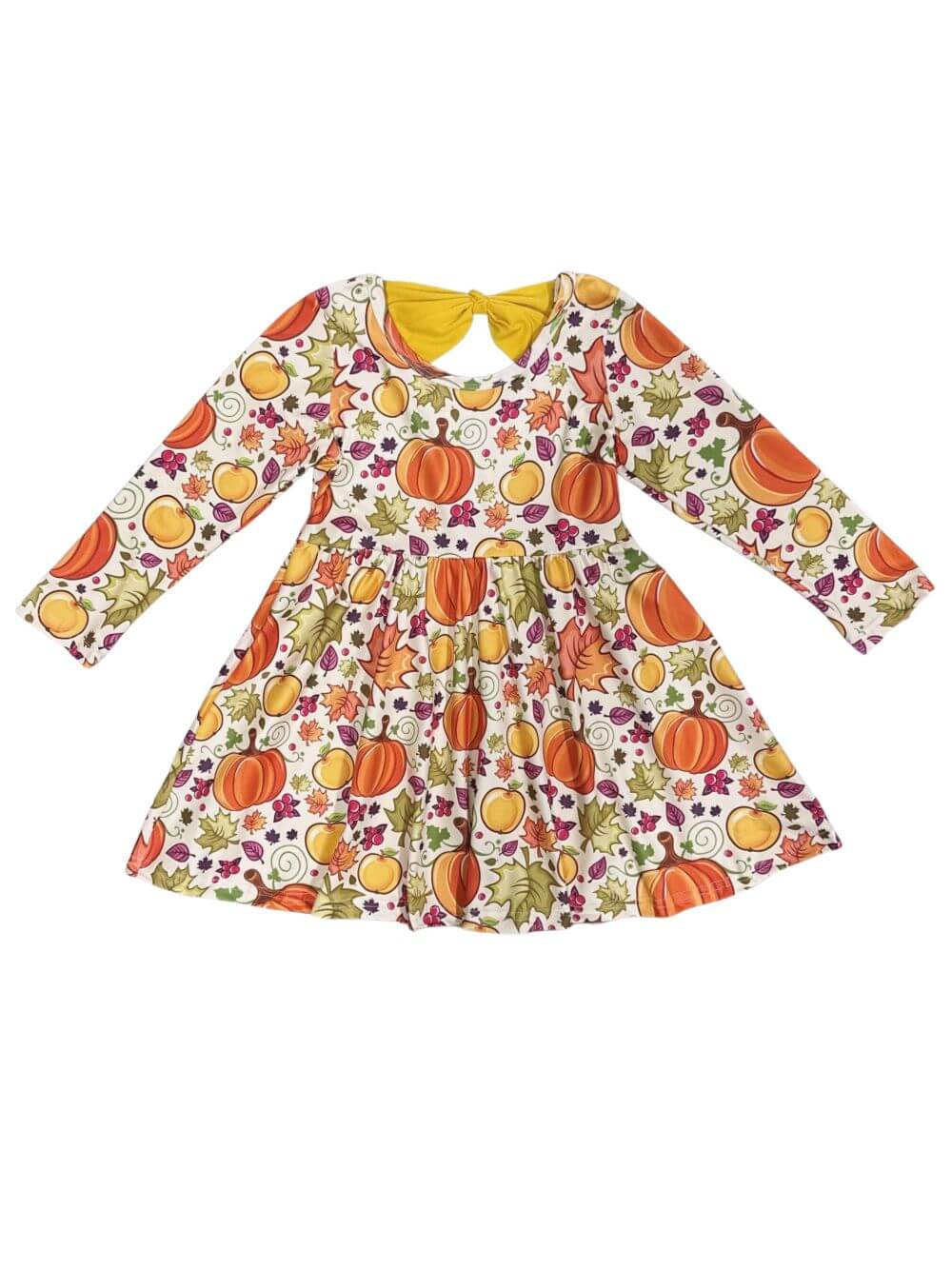 Pumpkin Cutie Girls Pumpkin Bow Back Dress - Sydney So Sweet