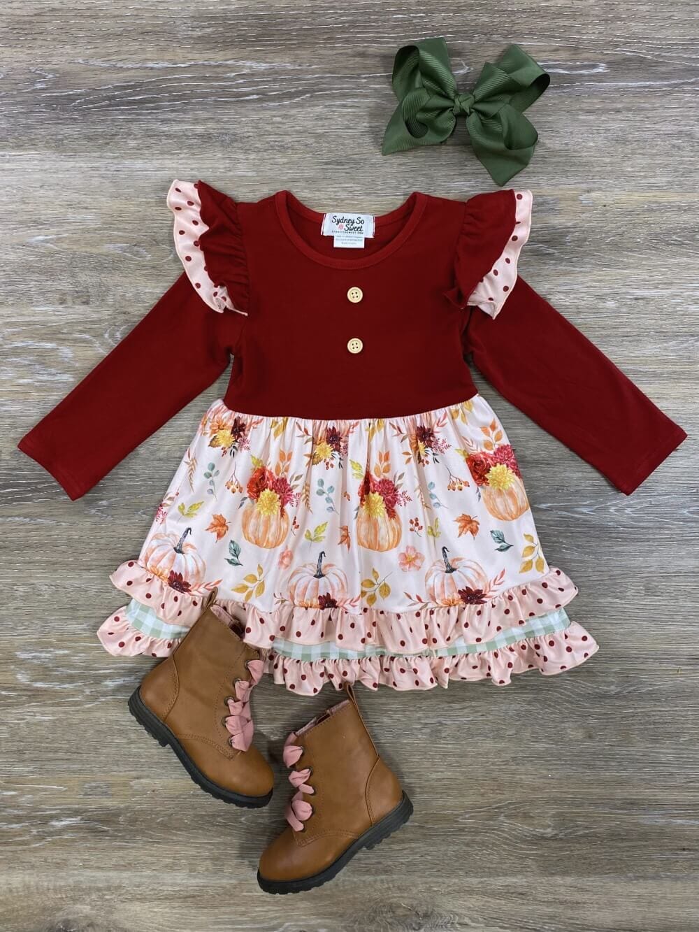 Pumpkin Garden Girls Fall Ruffle Dress - Sydney So Sweet