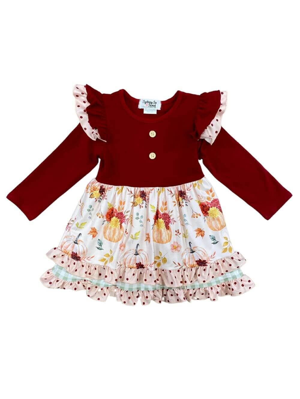 Pumpkin Garden Girls Fall Ruffle Dress - Sydney So Sweet