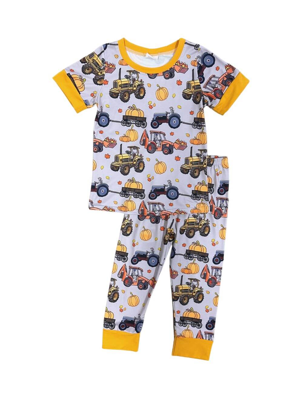 Pumpkin Haulin’ Boys Tractor Farm Fall Pajama Set - Sydney So Sweet