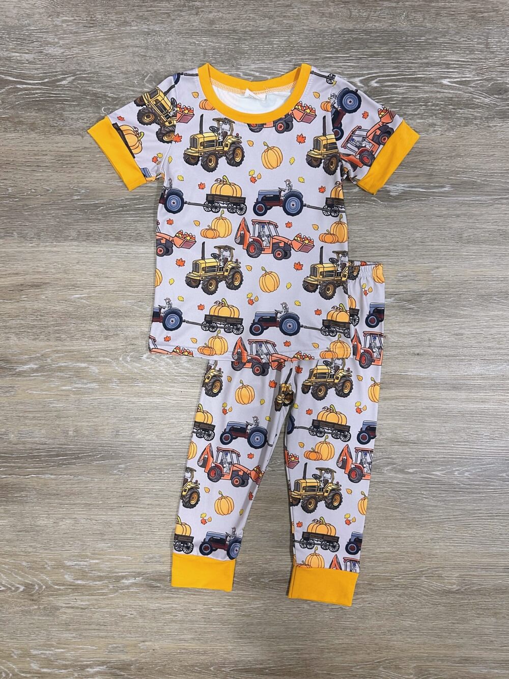 Pumpkin Haulin’ Boys Tractor Farm Fall Pajama Set - Sydney So Sweet