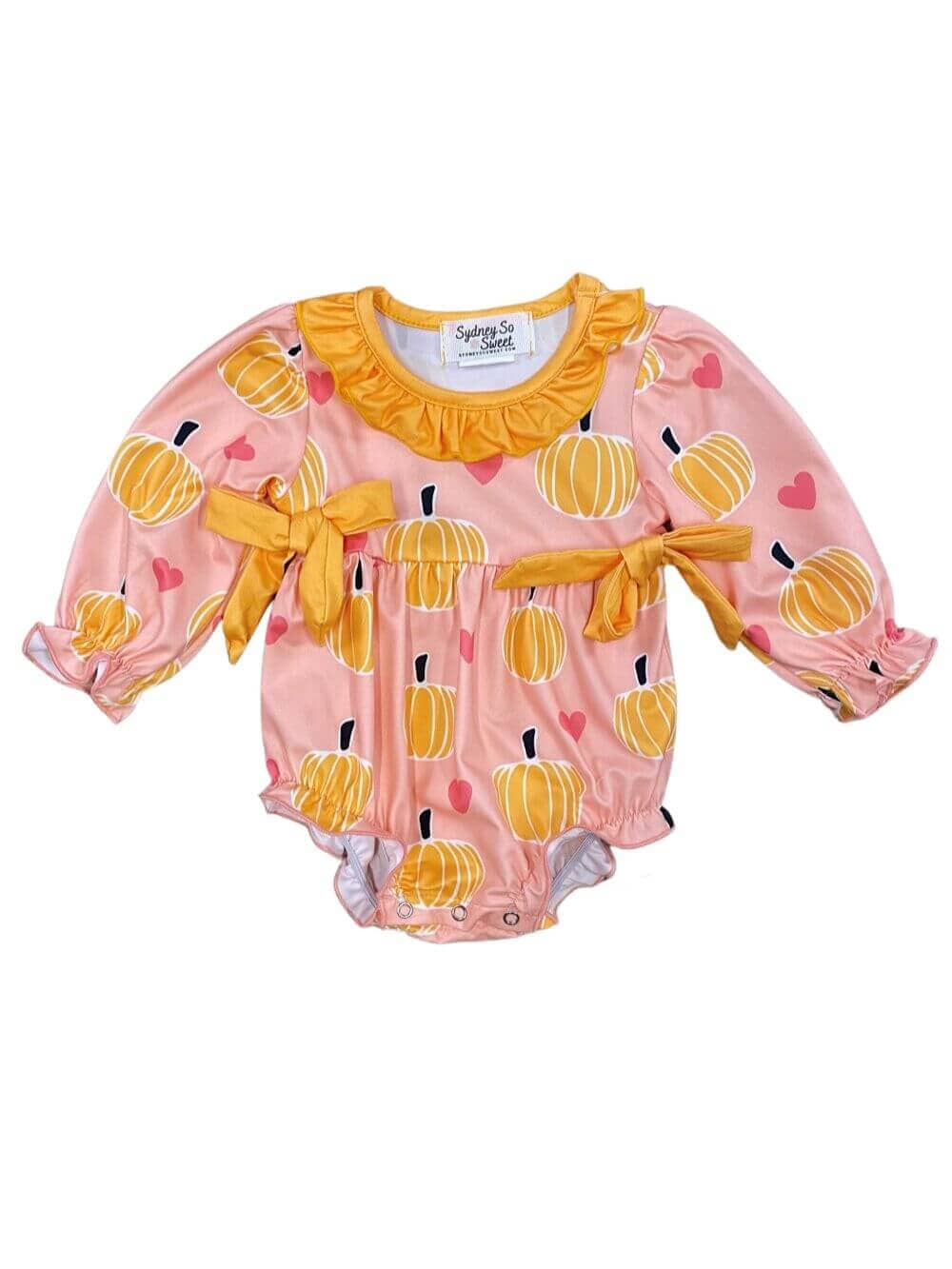 Pumpkin Love Pink & Orange Baby Romper - Sydney So Sweet