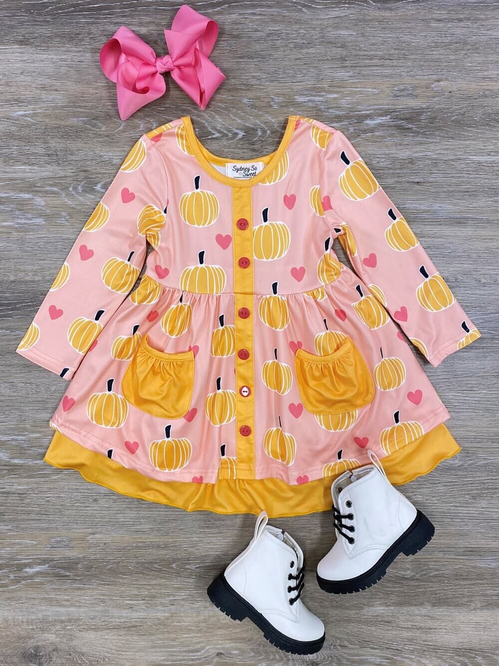 Pumpkin Love Pink &amp; Orange Girls Dress - Sydney So Sweet