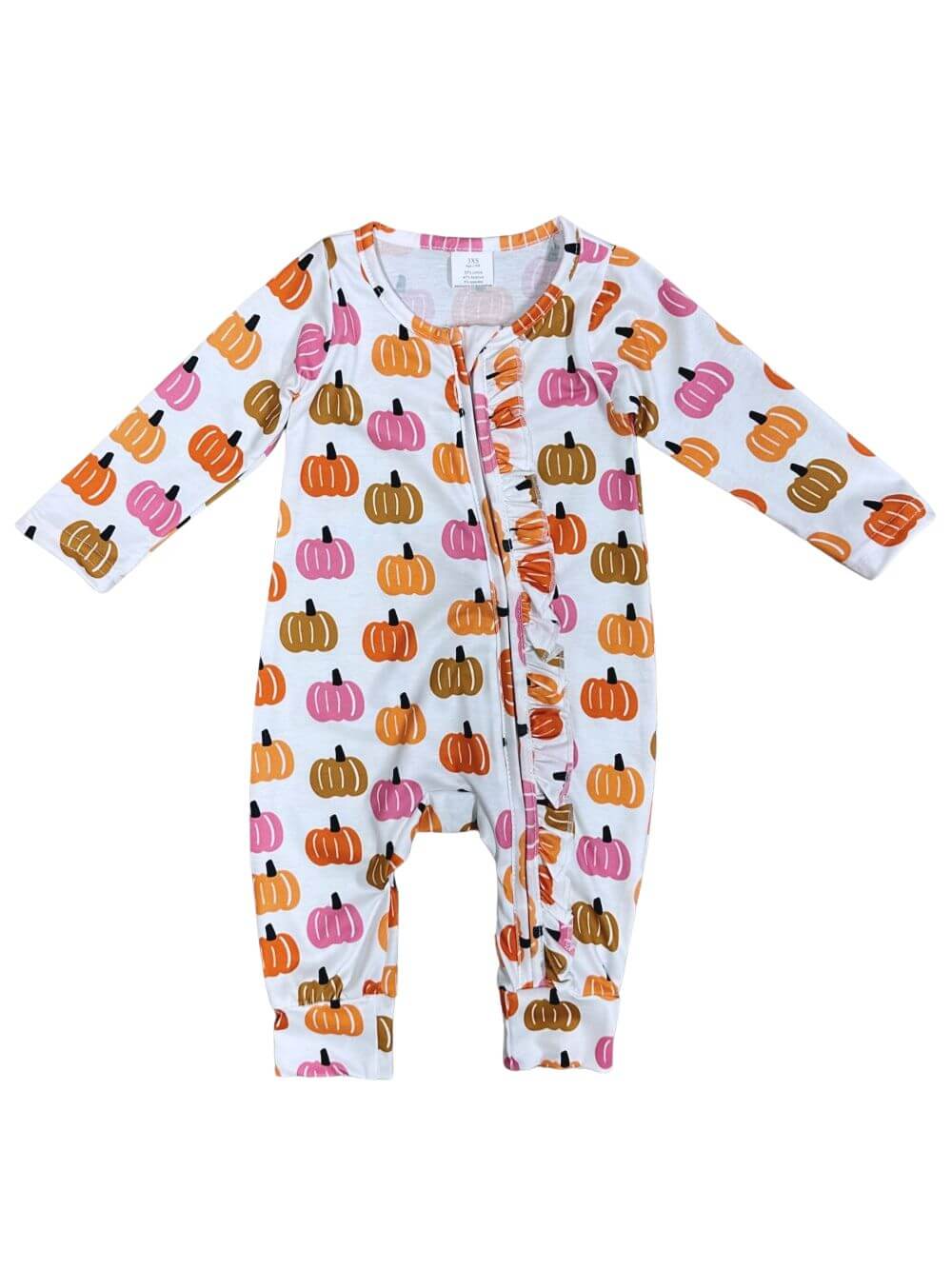Pumpkin Perfect Girls Pumpkin Zip Romper - Sydney So Sweet