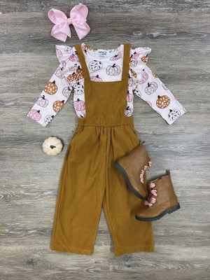Pumpkin Pink & Orange Girls Overall Outfit - Sydney So Sweet