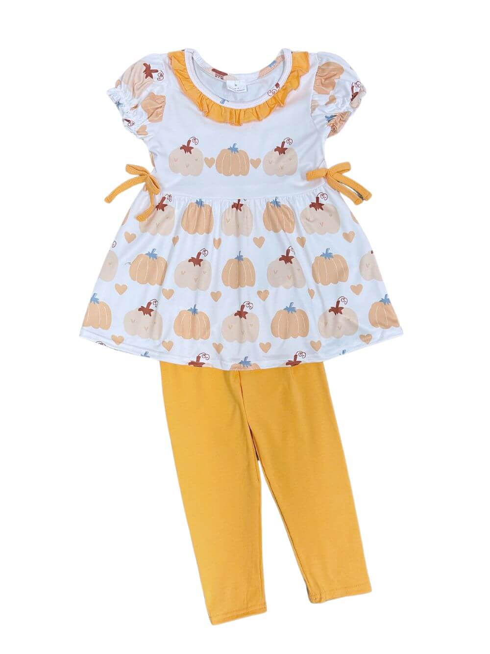 Pumpkin Please Girls Short Sleeve Leggings Outfit - Sydney So Sweet