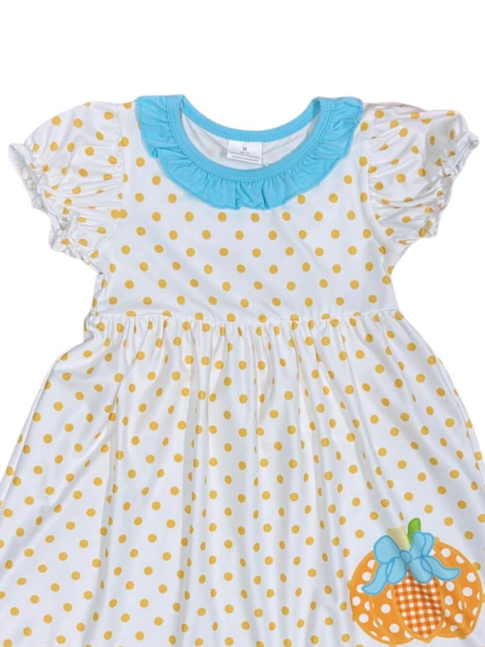 Pumpkin Polka Dot Girls Puff Sleeve Fall Dress - Sydney So Sweet