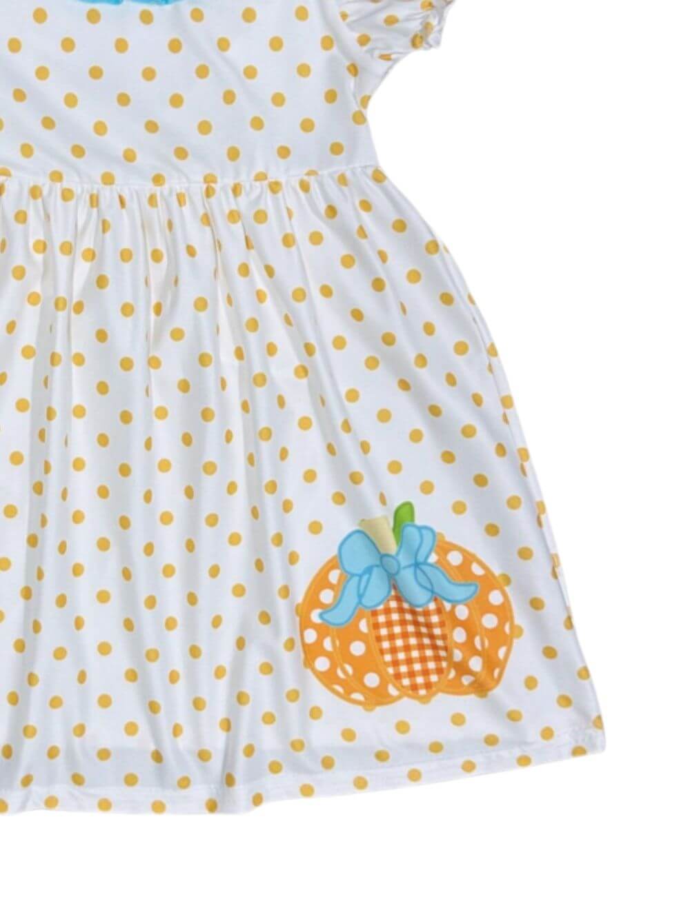Pumpkin Polka Dot Girls Puff Sleeve Fall Dress - Sydney So Sweet