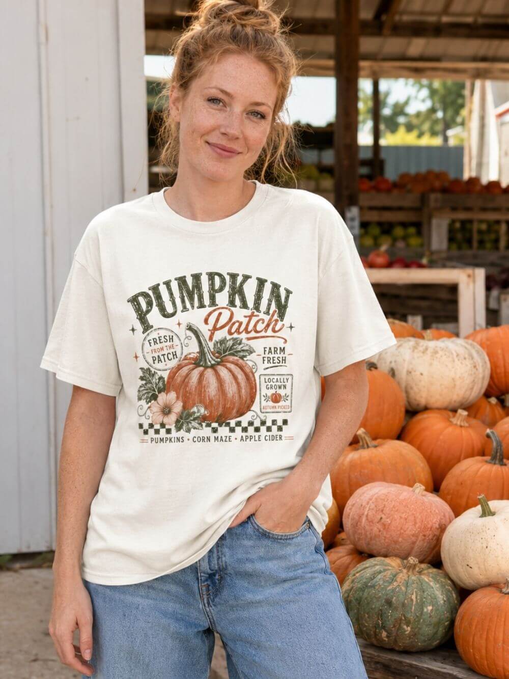 Pumpkin Patch Tee Vintage Fall Harvest Women's Graphic T-Shirt