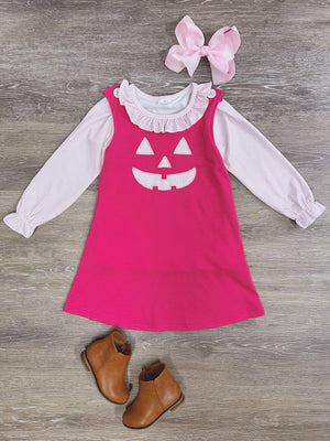 Pumpkin Pink Girls Jumper and Long Sleeve Shirt Outfit - Sydney So Sweet