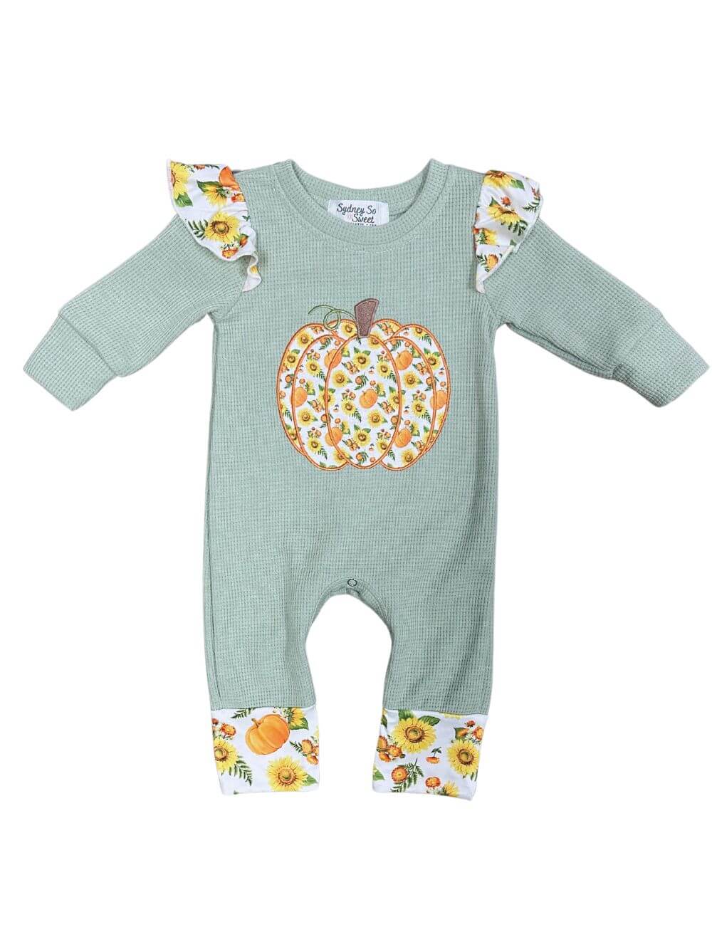 Pumpkin & Sunflower Patch Girls Baby Romper - Sydney So Sweet