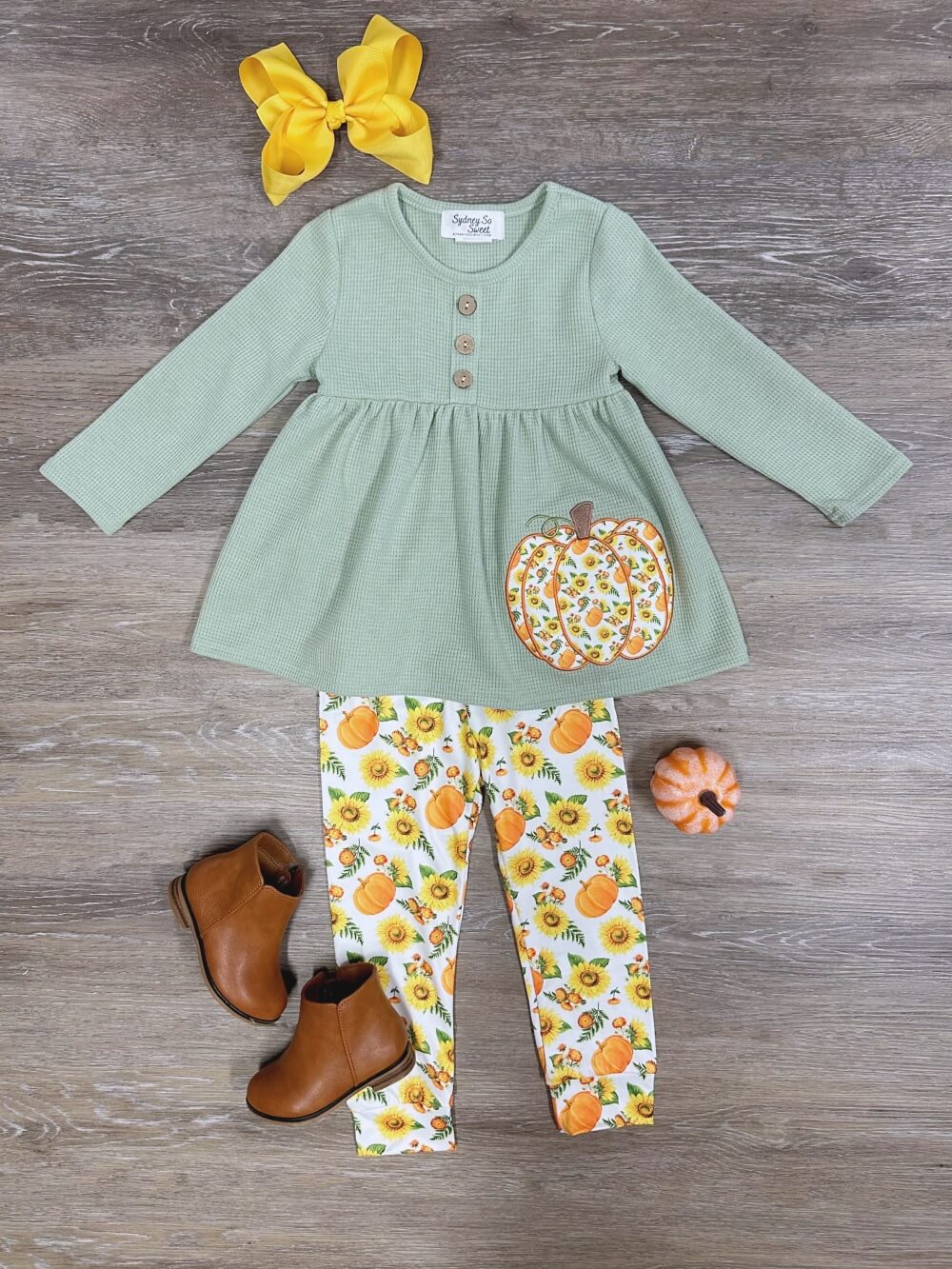 Pumpkin &amp; Sunflower Patch Tunic &amp; Leggings Girls Outfit - Sydney So Sweet