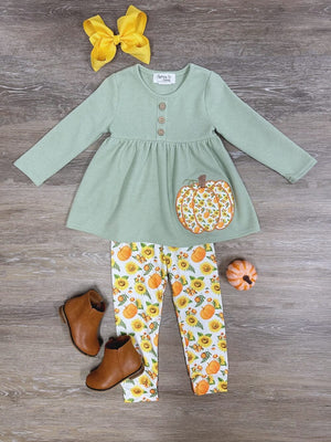 Pumpkin & Sunflower Patch Tunic & Leggings Girls Outfit - Sydney So Sweet