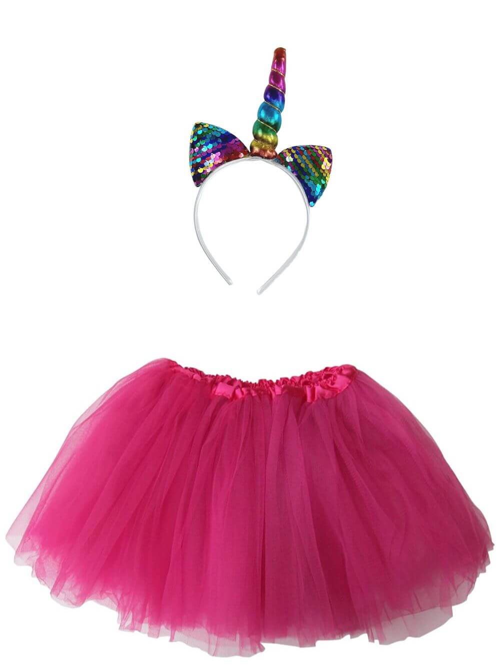 Girls Rainbow Unicorn Costume - Complete Kids Costume Set with Tutu &amp; Sequin Unicorn Headband Horn - Sydney So Sweet