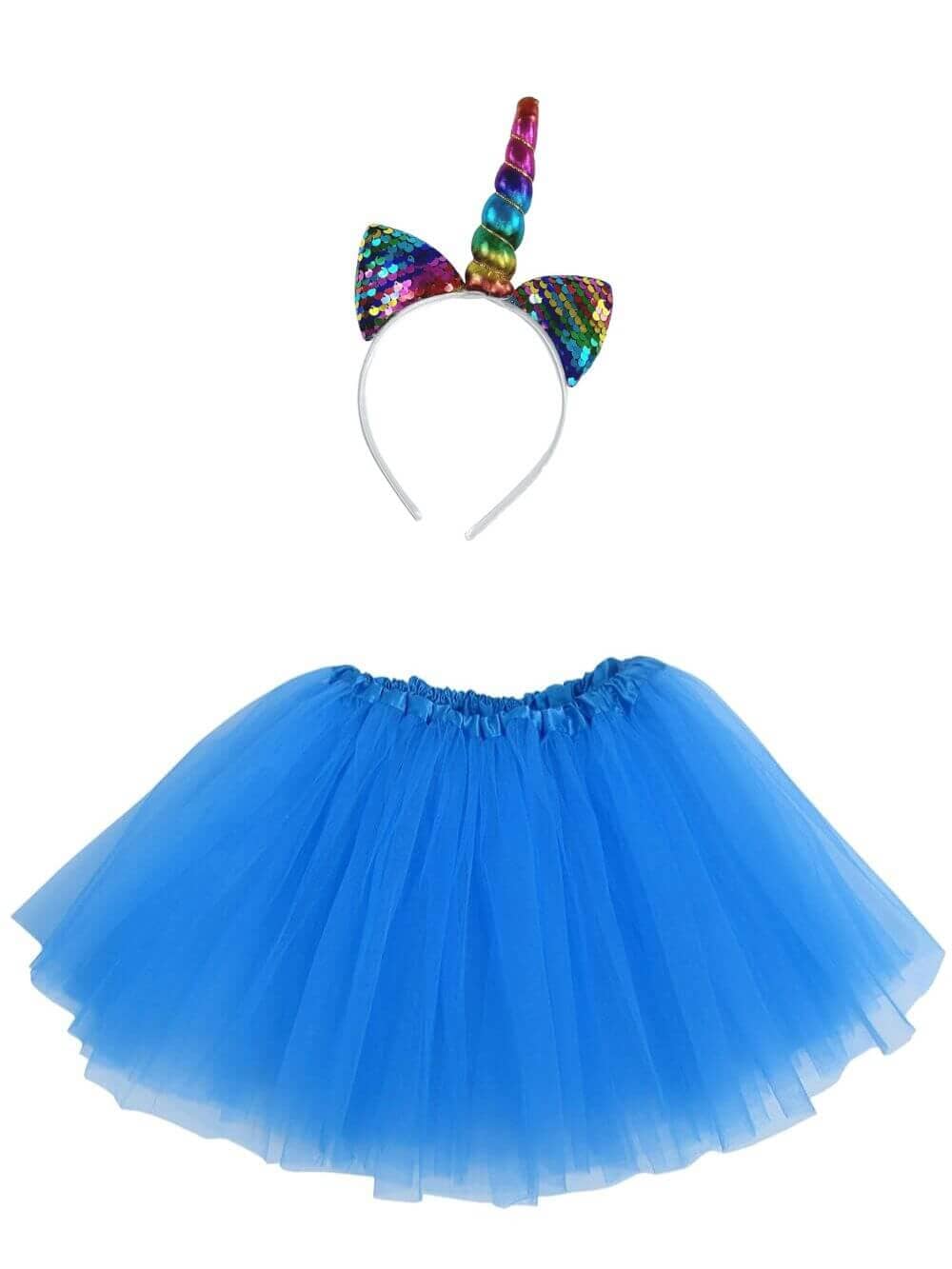 Girls Rainbow Unicorn Costume in Pink, Blue, or Purple Blue / One Size Fits Most Toddler - Age 8 Girls Rainbow Unicorn Costume in Pink, Blue, or Purple Blue / One Size Fits Most Toddler - Age 8