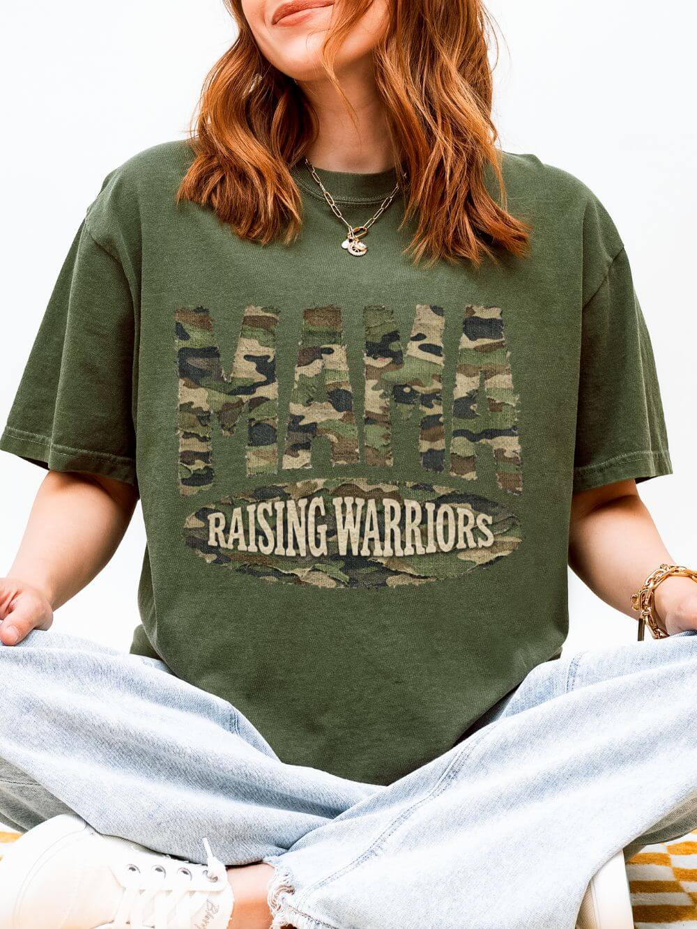 Mama Raising Warriors T-Shirt Camo Mom Graphic Tee