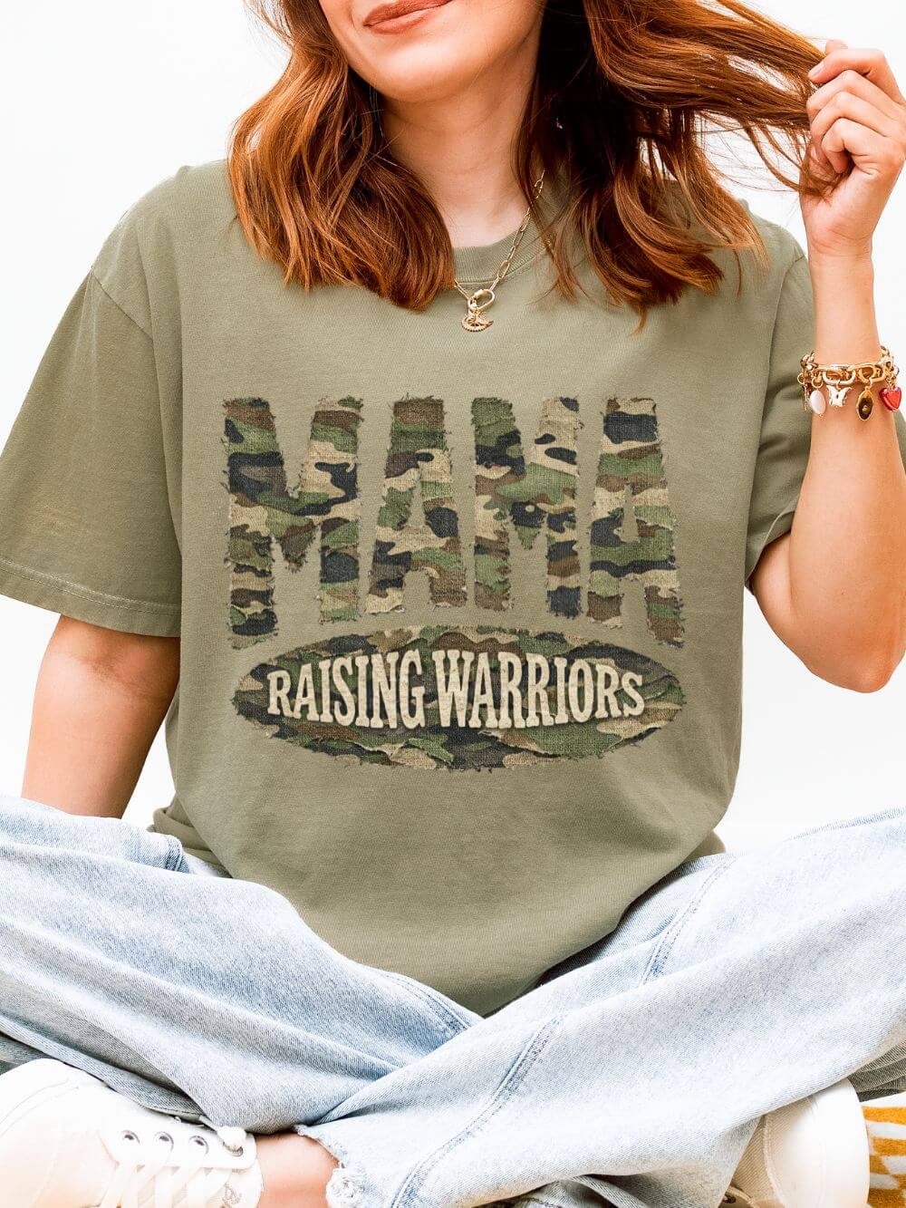 Mama Raising Warriors T-Shirt Camo Mom Graphic Tee