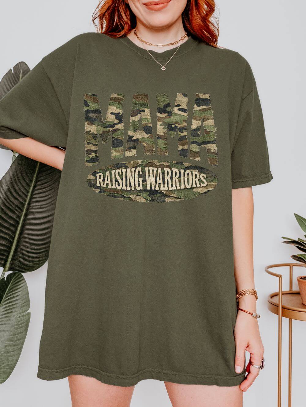 Mama Raising Warriors T-Shirt Camo Mom Graphic Tee