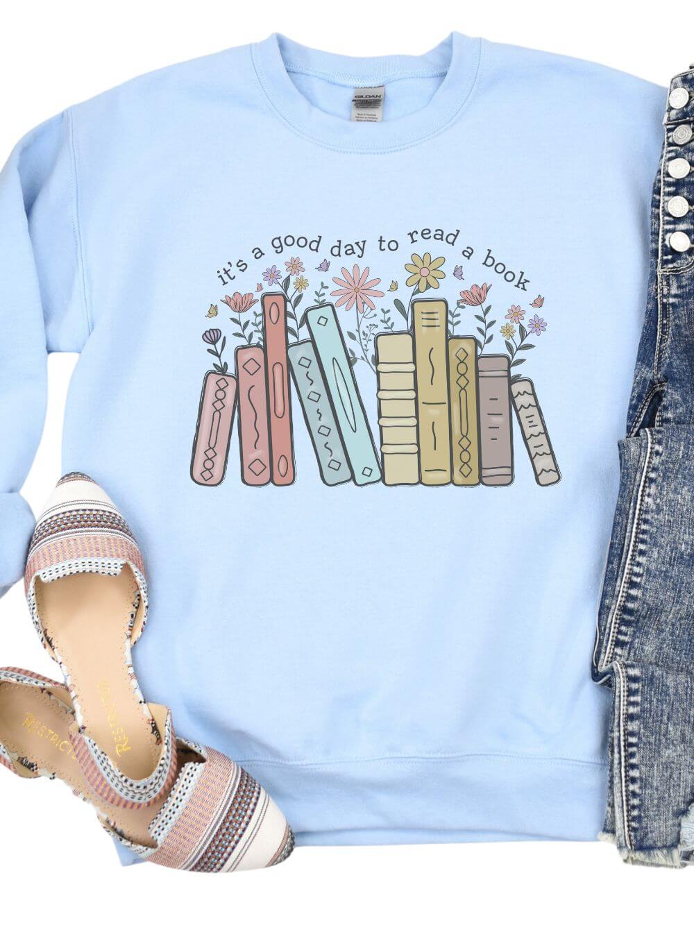 It's a Good Day to Read a Book Women's Long Sleeve Graphic Sweatshirt - Sydney So Sweet