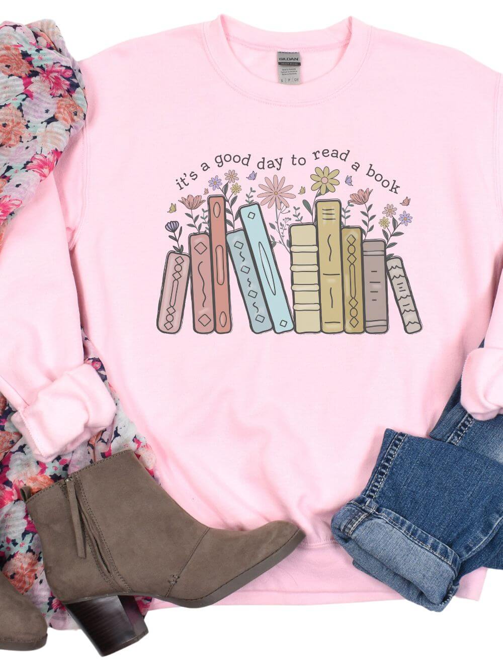 It's a Good Day to Read a Book Women's Long Sleeve Graphic Sweatshirt - Sydney So Sweet