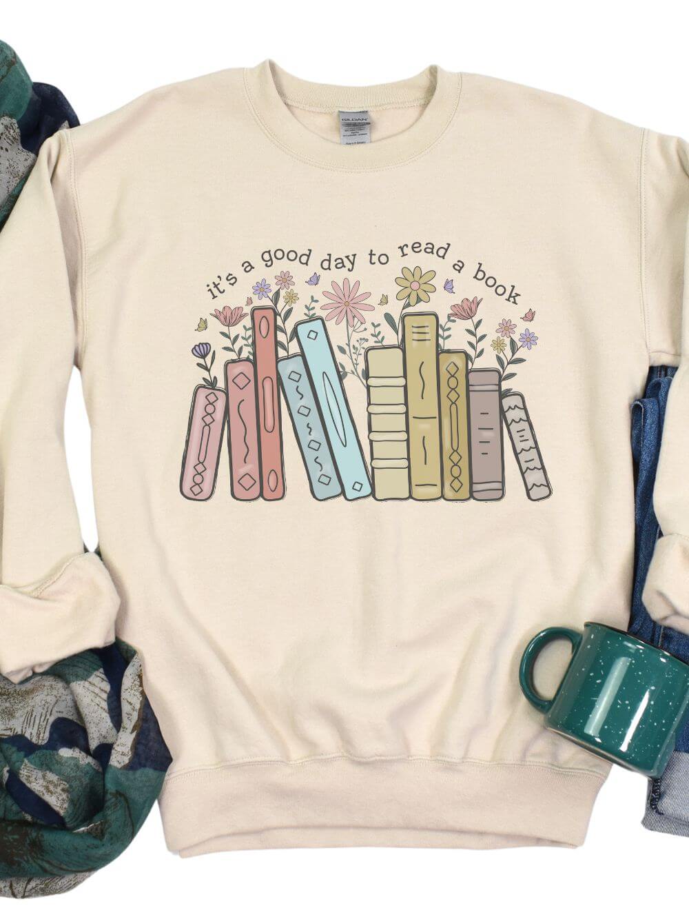 It's a Good Day to Read a Book Women's Long Sleeve Graphic Sweatshirt - Sydney So Sweet