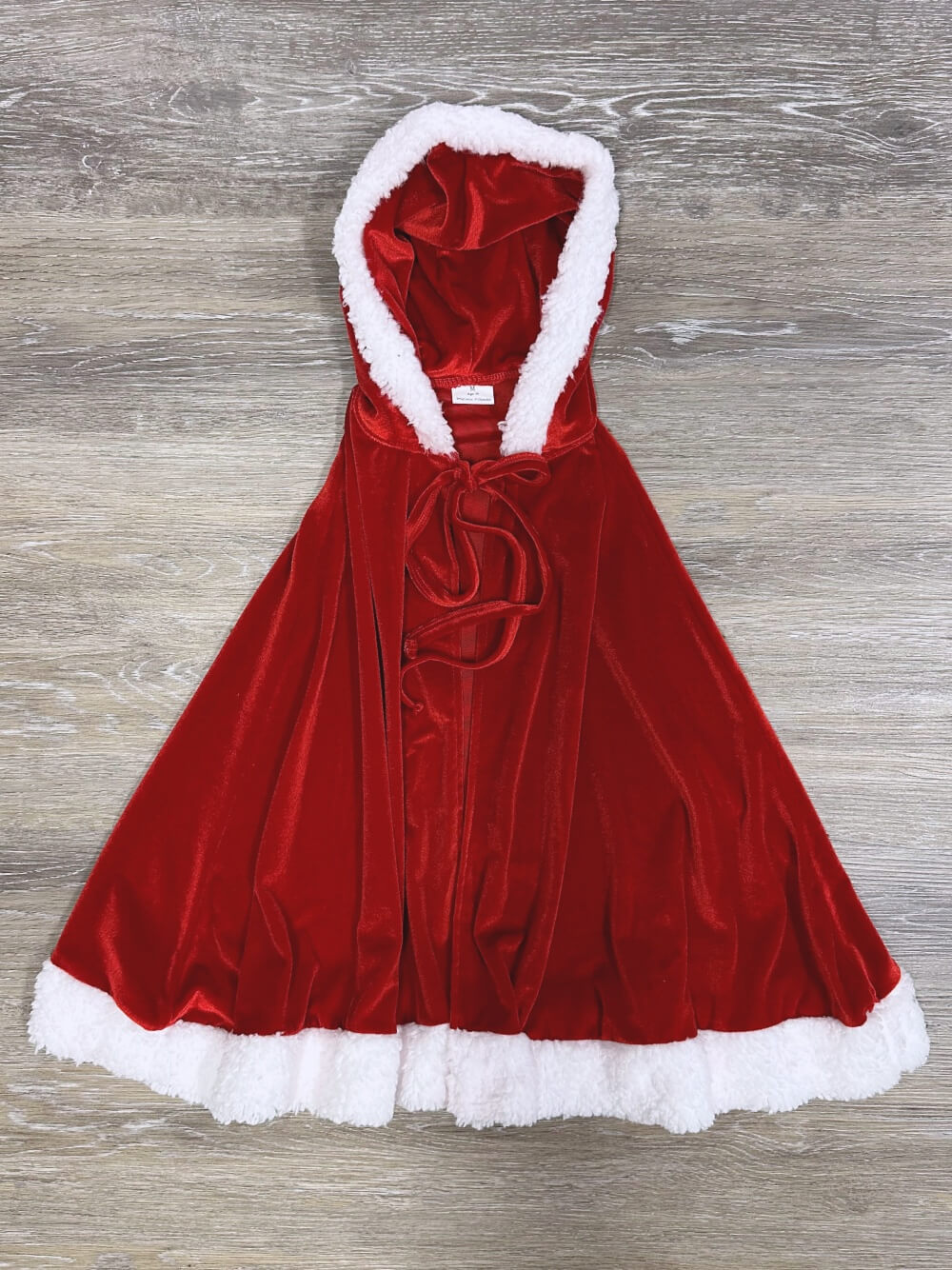 Red Christmas Hooded Fleece Lined Velvet Cape - Sydney So Sweet