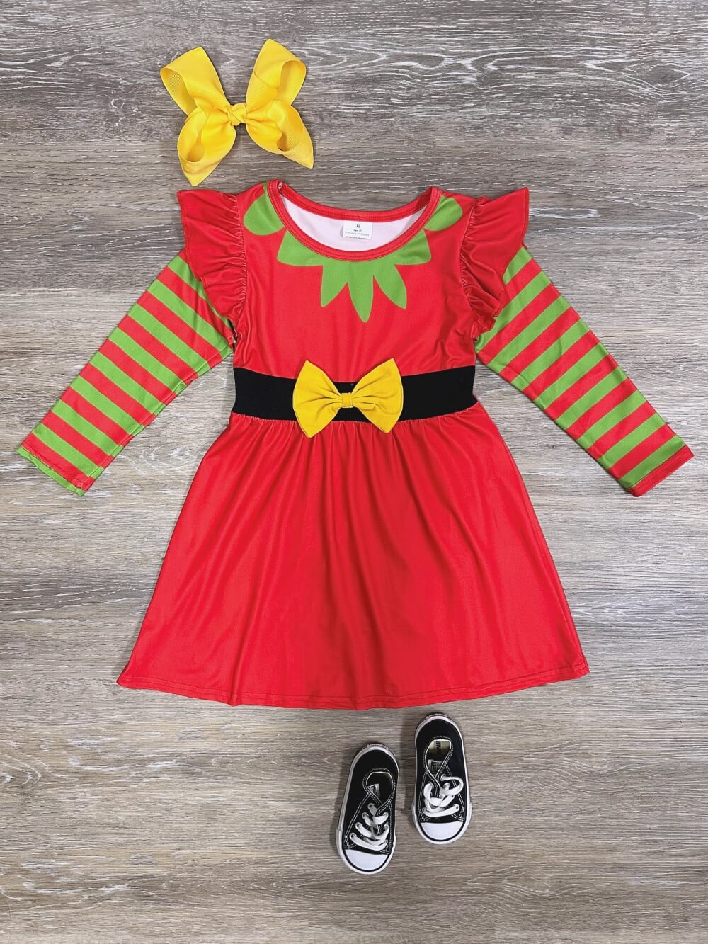 Red Santa's Little Helper Bow Dress - Sydney So Sweet