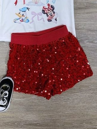 One of a Kind Item - Red Sequin Shorts Size 5-6