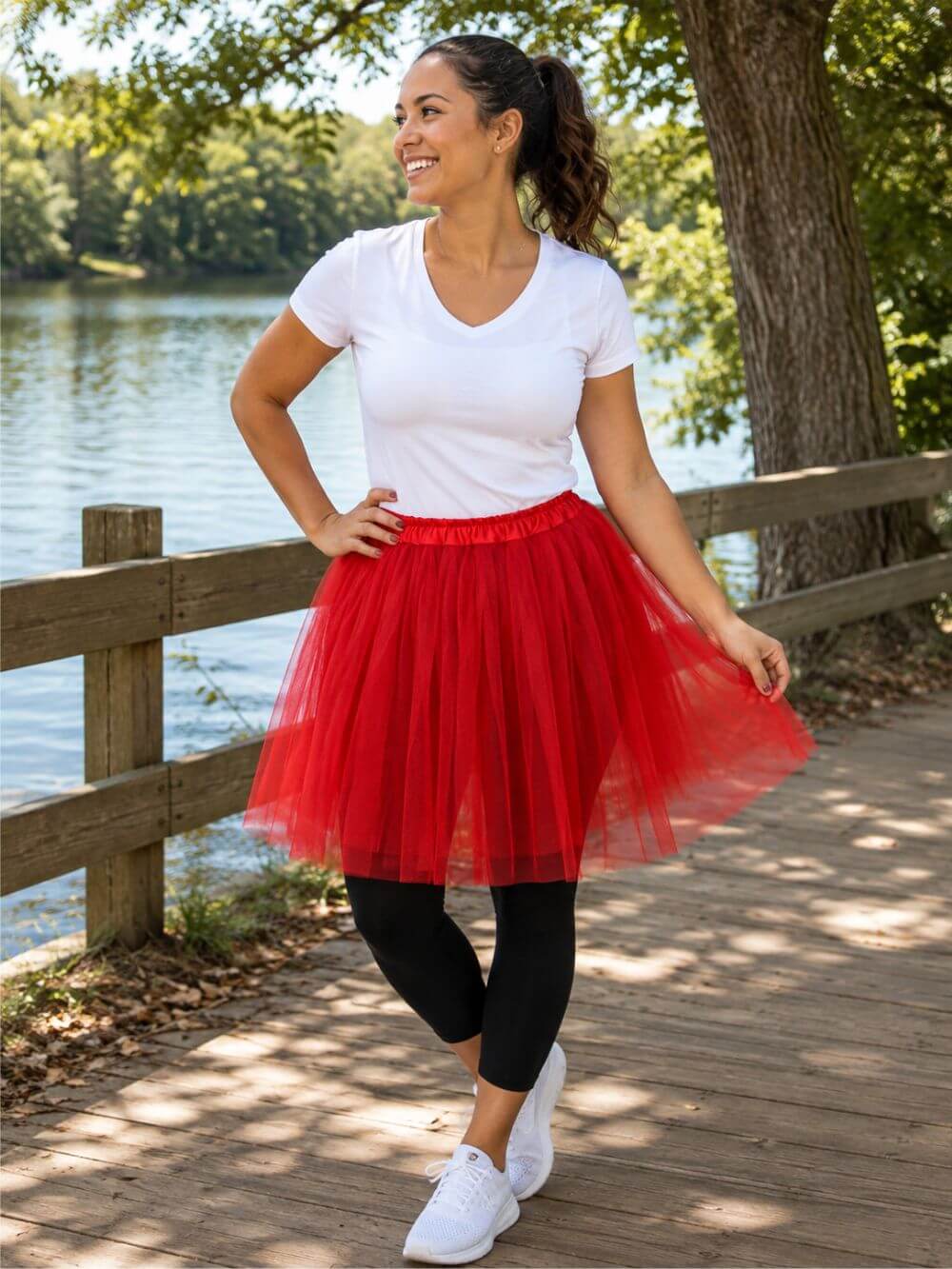 Red Tutu Skirt for Women – 3-Layer Tulle Ballet Skirt for Costume, Dress-Up, Dance, & Cosplay