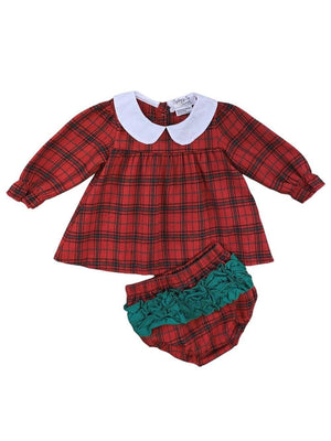 Red Plaid Flannel Collared Baby Set - Sydney So Sweet