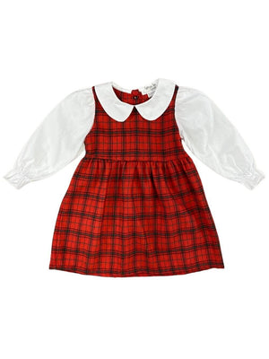 Red Plaid Flannel Girls Collared Dress - Sydney So Sweet