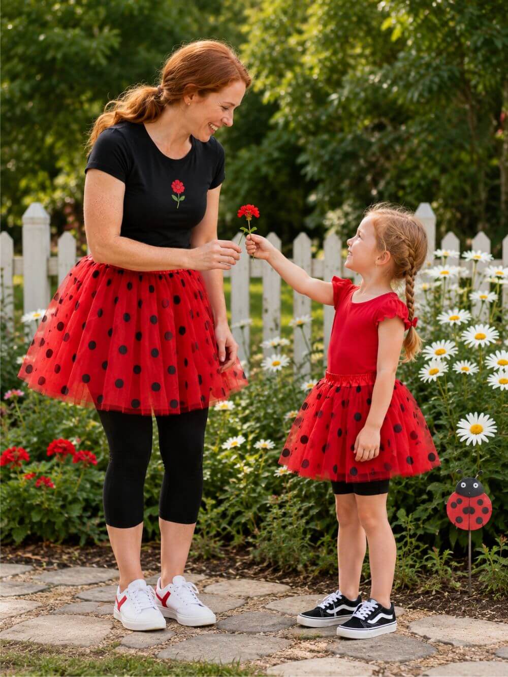 Red & Black Polka Dot Tutu Skirt – 3 Layer Tulle Skirt for Kids & Adults – Costume, Dance, Dress-Up