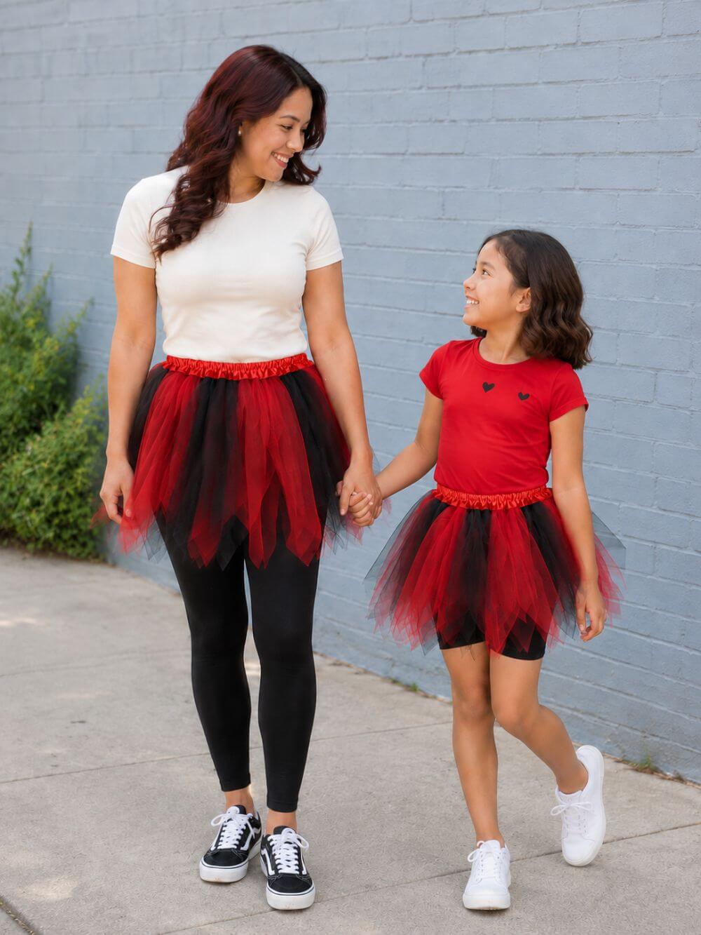 Red & Black Fairy Costume Pixie Tutu Skirt for Kids, Adults, Plus