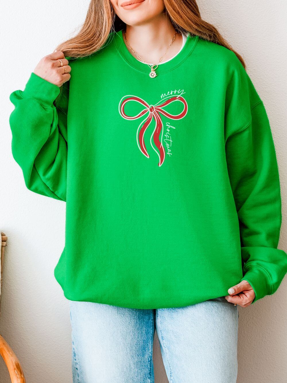 Red Bow Merry Christmas Heavy Blend Unisex Crewneck Cozy Holiday Sweatshirt - Sydney So Sweet