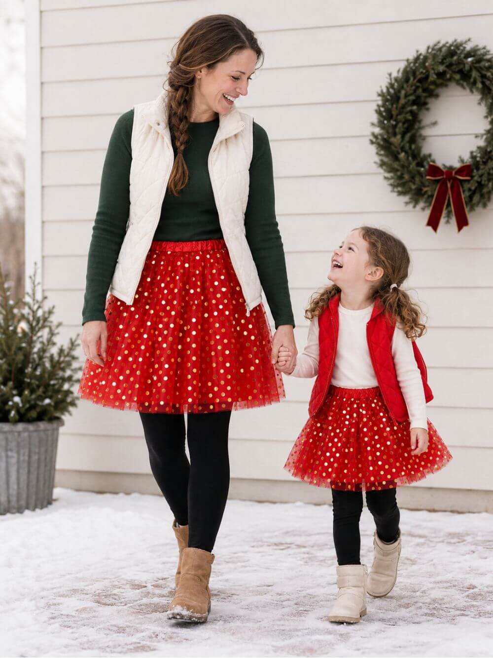 Red & Gold Polka Dot Tutu Skirt – Costume Tulle Skirt for Girls, Women & Plus Sizes