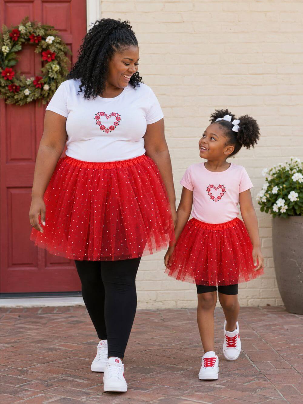 Red Sequin Heart Tutu Skirt Costume for Toddler, Girls, Women, Plus