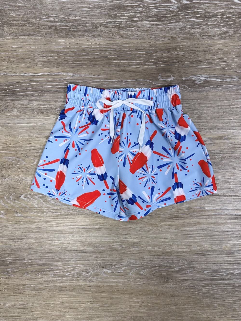 Red, White & Cool Boys Patriotic Popsicle Swim Shorts - Sydney So Sweet