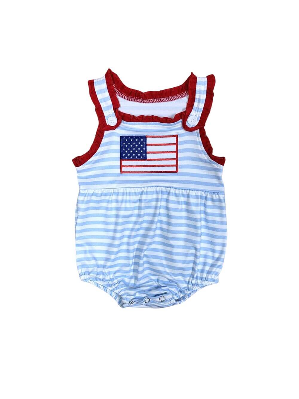 Red, White, & Cute Girls Patriotic Baby Bubble Romper - Sydney So Sweet