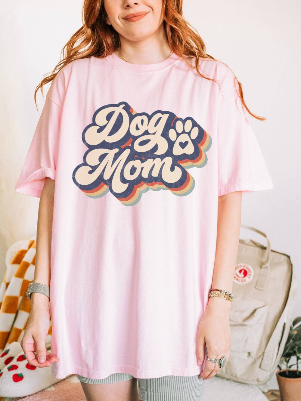 Retro Distressed Dog Mom T-Shirt Cute Dog Lover Tee