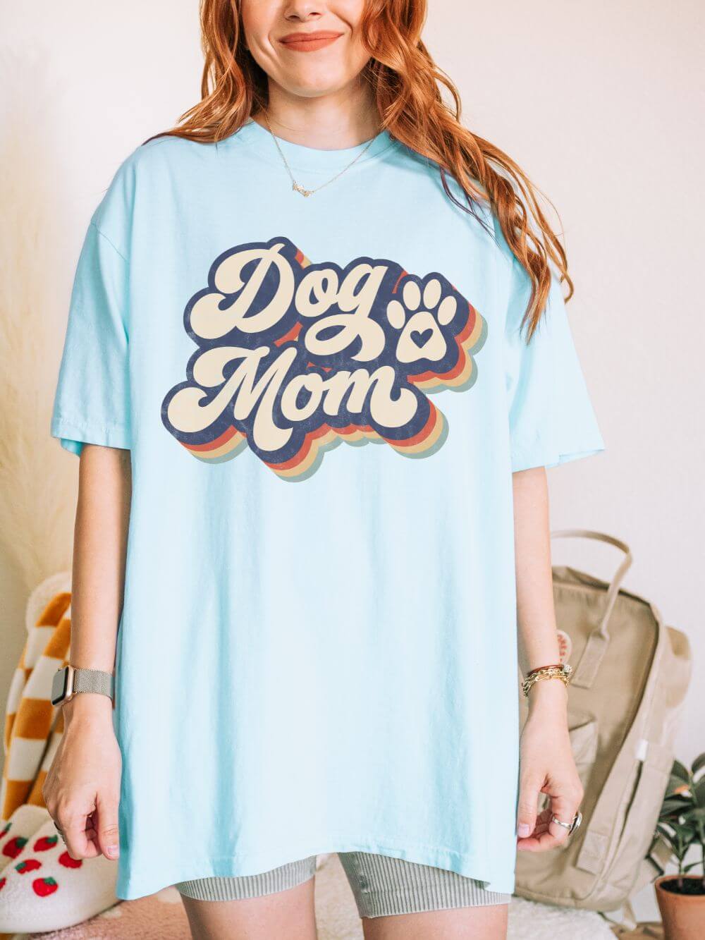 Retro Distressed Dog Mom T-Shirt Cute Dog Lover Tee