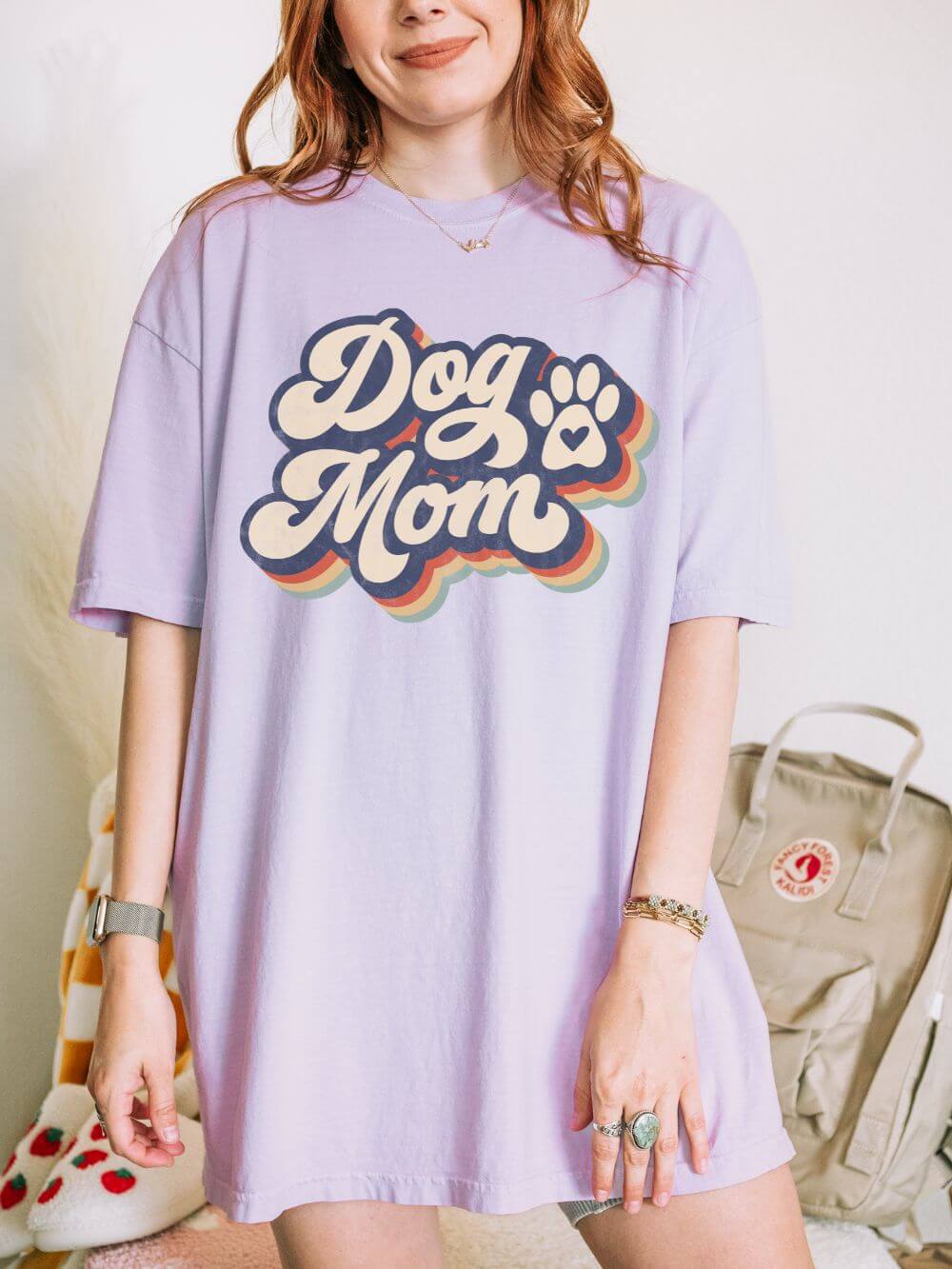 Retro Distressed Dog Mom T-Shirt Cute Dog Lover Tee