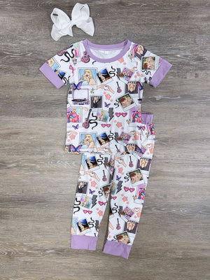 Rock Star Lavender Girls Short Sleeve Pajama Set - Sydney So Sweet